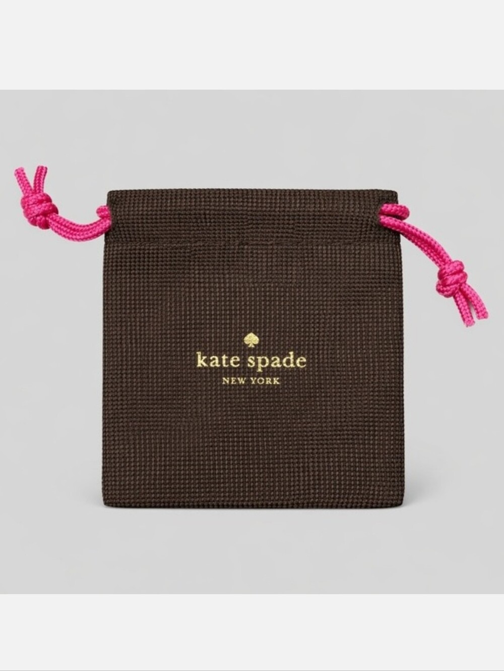 Kate Spade Brown Drawstring Dust Bag with Hot Pink Ties 5" x 6"